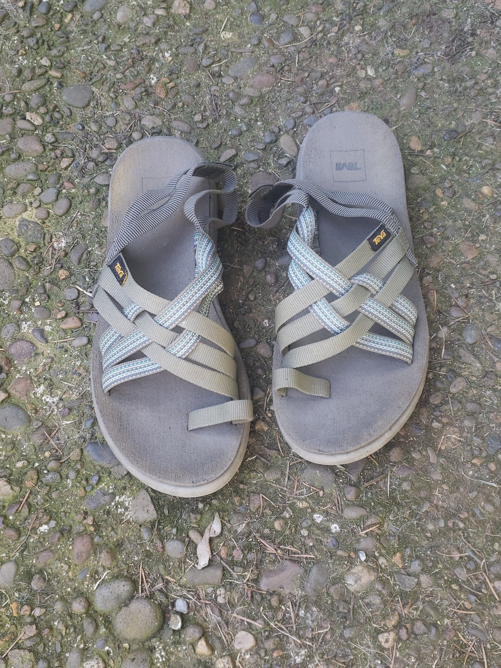 Teva Olive and Gray Strappy Sandals